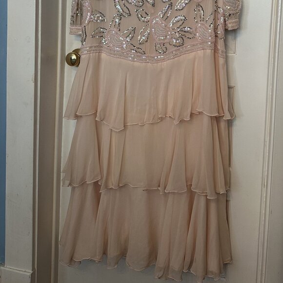 Vintage Bonwit Teller pink, sparkling designer evening gown XL - Picture 6 of 9